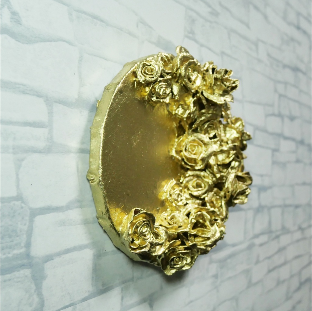 【満ちる黄金】運命を呼び込む薔薇のリース / テクスチャーアート ゴールド 抽象画 モダンインテリア 壁掛け