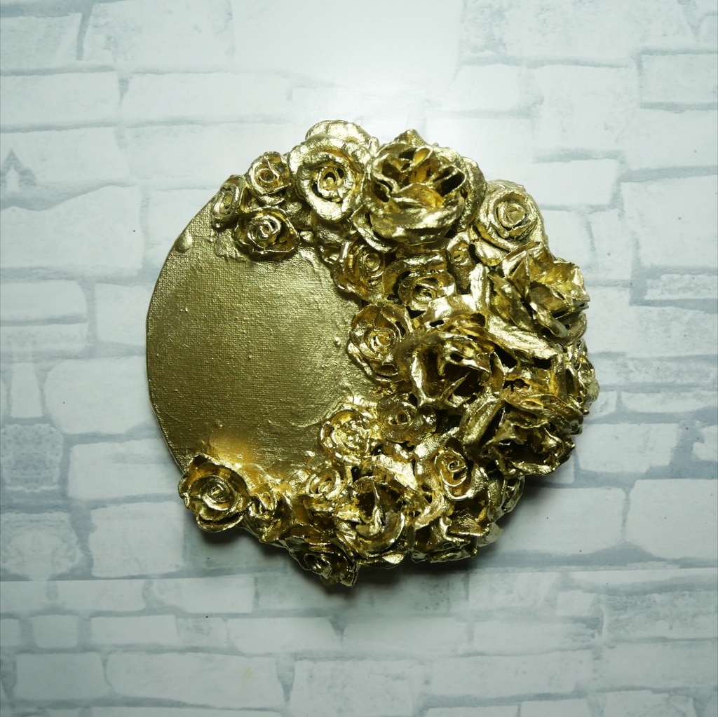 【満ちる黄金】運命を呼び込む薔薇のリース / テクスチャーアート ゴールド 抽象画 モダンインテリア 壁掛け