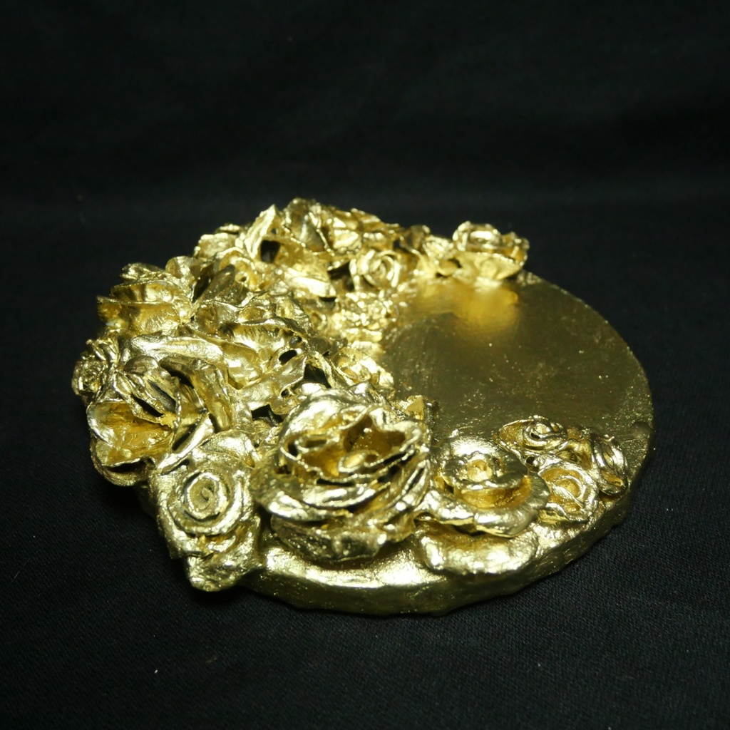 【満ちる黄金】運命を呼び込む薔薇のリース / テクスチャーアート ゴールド 抽象画 モダンインテリア 壁掛け