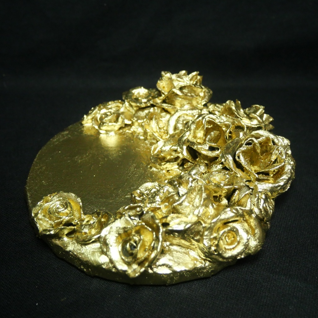 【満ちる黄金】運命を呼び込む薔薇のリース / テクスチャーアート ゴールド 抽象画 モダンインテリア 壁掛け