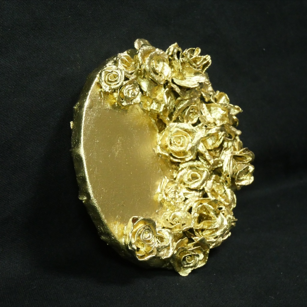 【満ちる黄金】運命を呼び込む薔薇のリース / テクスチャーアート ゴールド 抽象画 モダンインテリア 壁掛け