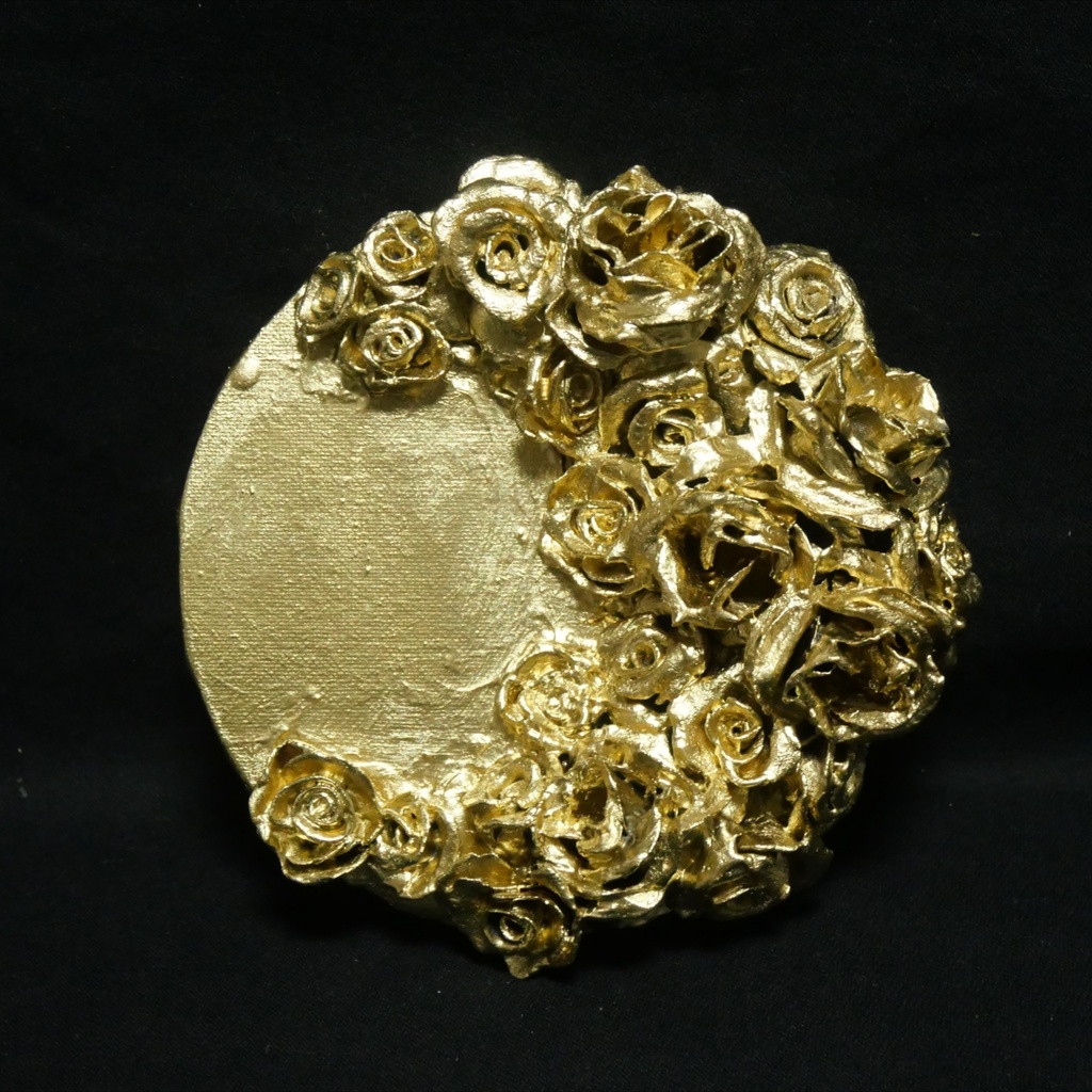 【満ちる黄金】運命を呼び込む薔薇のリース / テクスチャーアート ゴールド 抽象画 モダンインテリア 壁掛け