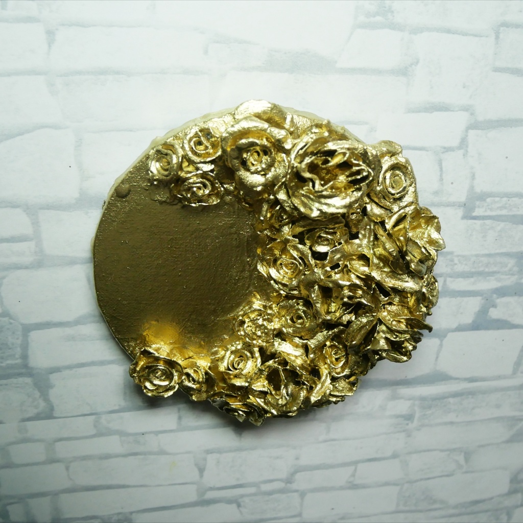 【満ちる黄金】運命を呼び込む薔薇のリース / テクスチャーアート ゴールド 抽象画 モダンインテリア 壁掛け