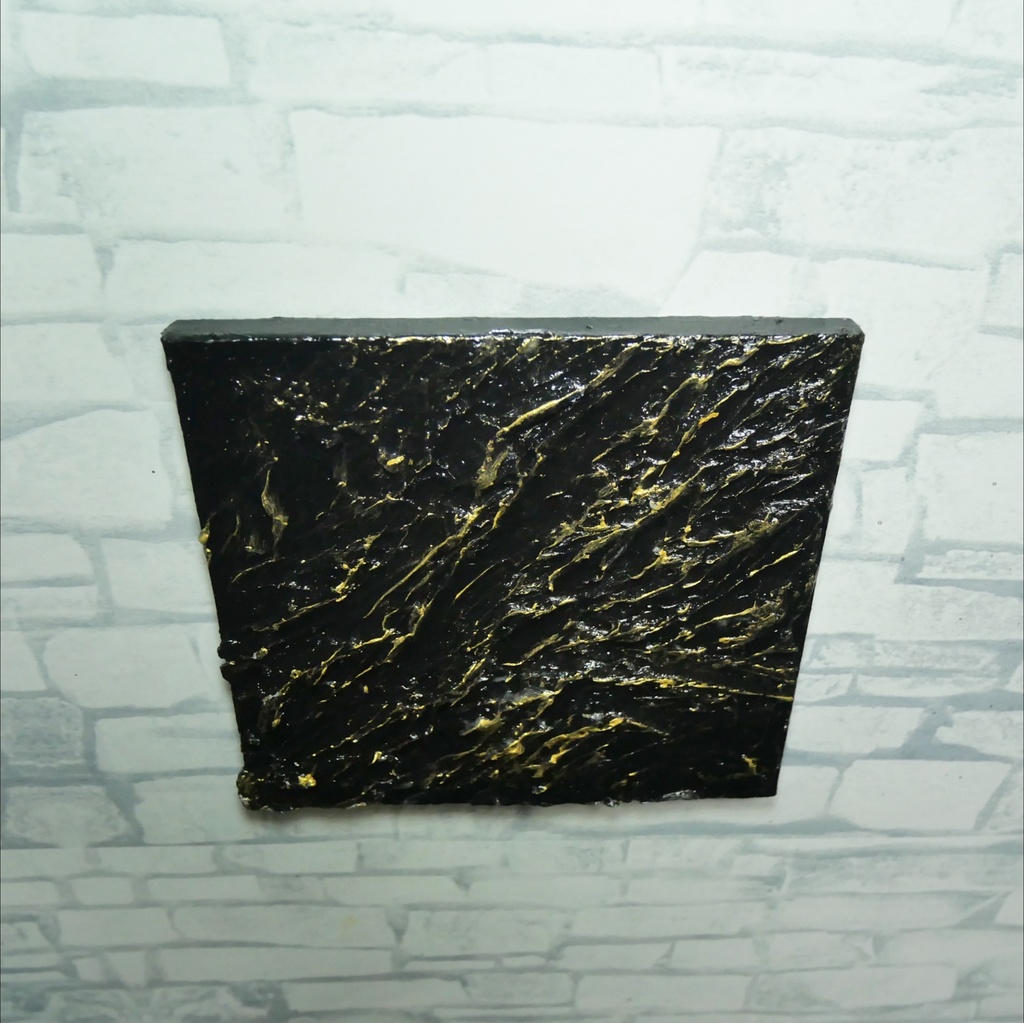 【黒金(Kuro-Gane)】漆黒に輝くゴールドの抽象画 / モダンインテリア・テクスチャーアート(壁掛け・額なし)