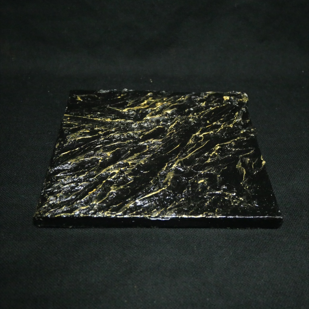 【黒金(Kuro-Gane)】漆黒に輝くゴールドの抽象画 / モダンインテリア・テクスチャーアート(壁掛け・額なし)