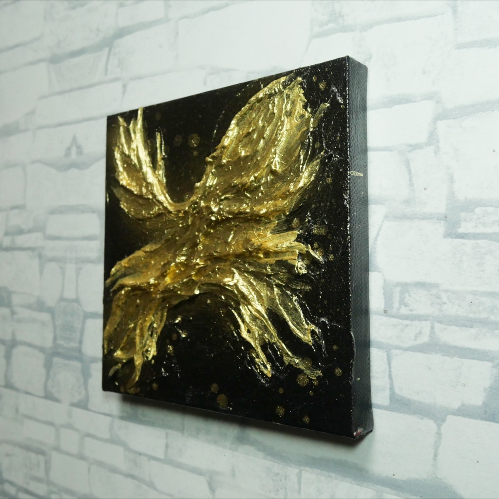 【黄金の覚醒】光を放つ立体テクスチャーアート 金運・開運モダンインテリア