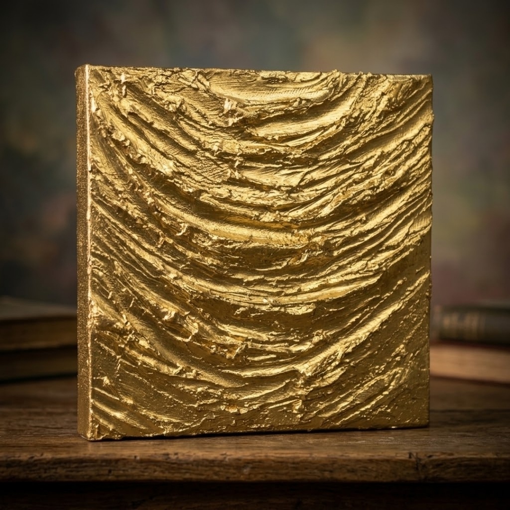 【原画・一点物】油絵 抽象画 テクスチャーアート『Golden Vortex（黄金の渦）』モダン アートパネル 壁掛けインテリア ギフトラッピング対応 