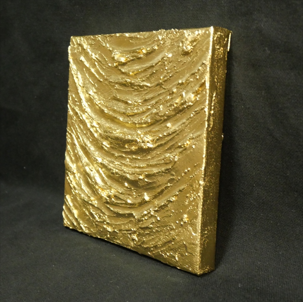 【原画・一点物】油絵 抽象画 テクスチャーアート『Golden Vortex(黄金の渦)』モダン アートパネル 壁掛けインテリア ギフトラッピング対応