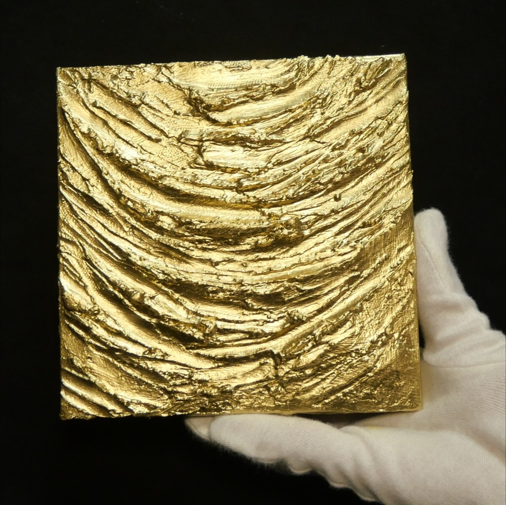 【原画・一点物】油絵 抽象画 テクスチャーアート『Golden Vortex(黄金の渦)』モダン アートパネル 壁掛けインテリア ギフトラッピング対応