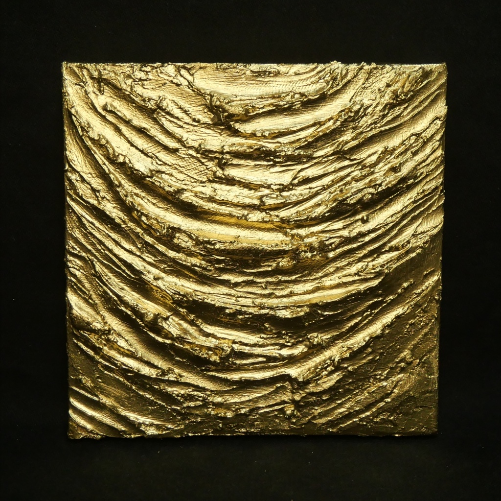 【原画・一点物】油絵 抽象画 テクスチャーアート『Golden Vortex(黄金の渦)』モダン アートパネル 壁掛けインテリア ギフトラッピング対応