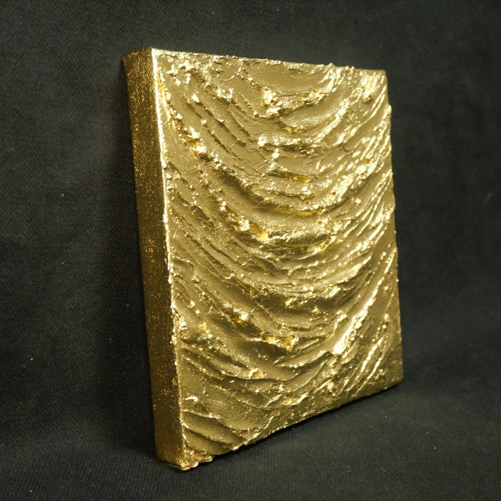 【原画・一点物】油絵 抽象画 テクスチャーアート『Golden Vortex(黄金の渦)』モダン アートパネル 壁掛けインテリア ギフトラッピング対応