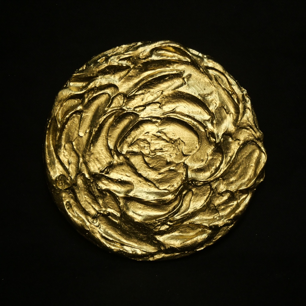 現代アート「Singularity - 必然の選択 -」ゴールド 抽象画 テクスチャーアート 円形原画