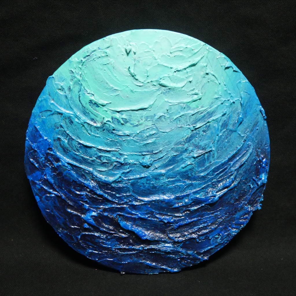 【油絵原画】窓景:深海へ続く路(丸型・壁掛け可・海/青/抽象/テクスチャーアート/インテリア)