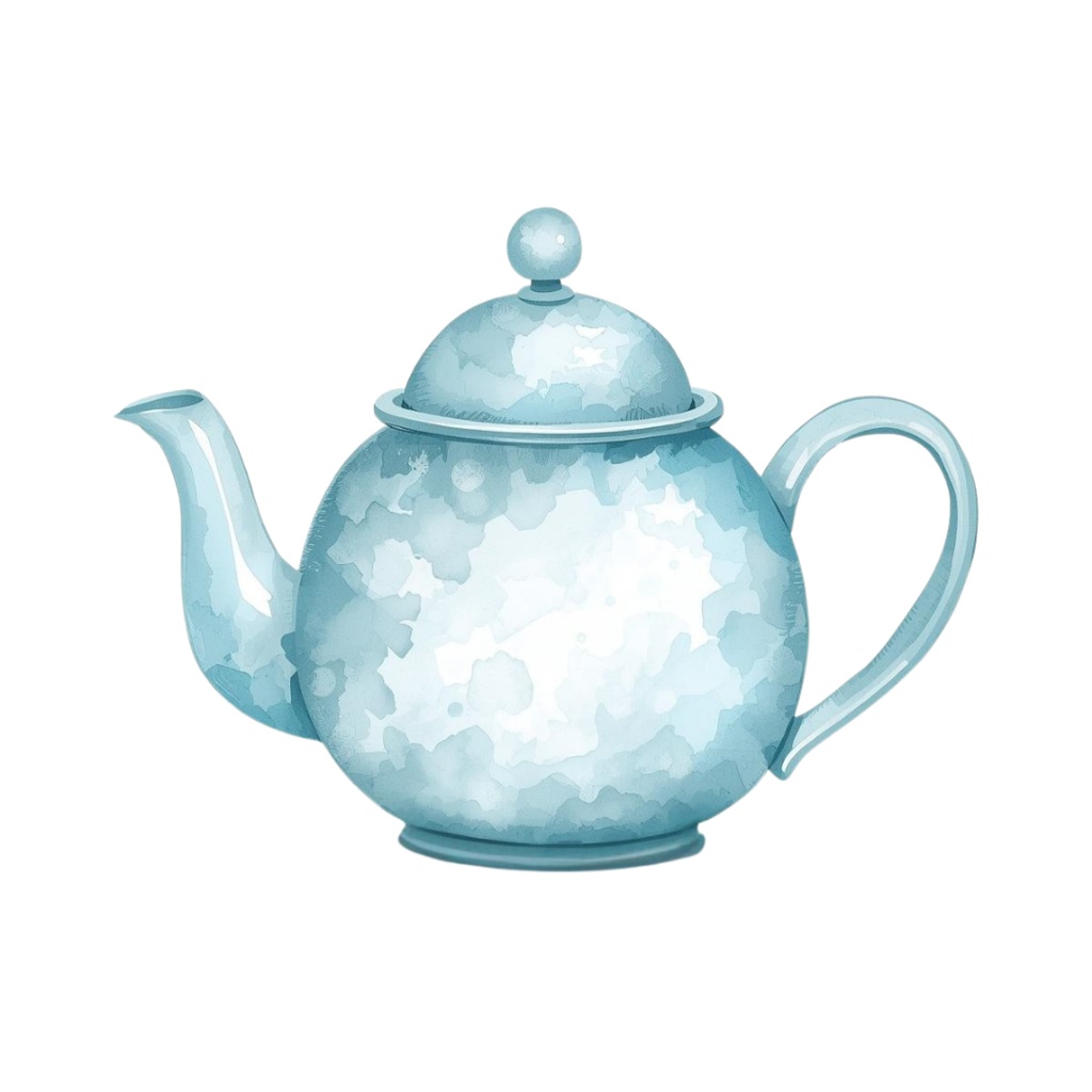 「カフェシリーズ」 水色・ブルー イラストセット|水彩風アンティーク調・可愛いクリップアート12点セット(PNG背景透過)