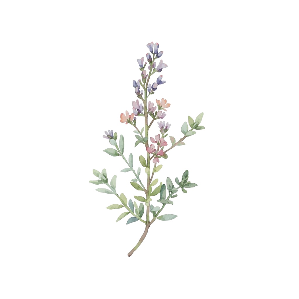 水彩風 ハーブ&植物シリーズ イラストセット(全12種)|アンティーク調・可愛いクリップアート(PNG)