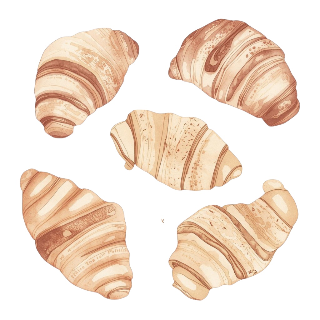 水彩風 パンシリーズ イラストセット(全12種)|アンティーク調・可愛いベーカリークリップアート(PNG)