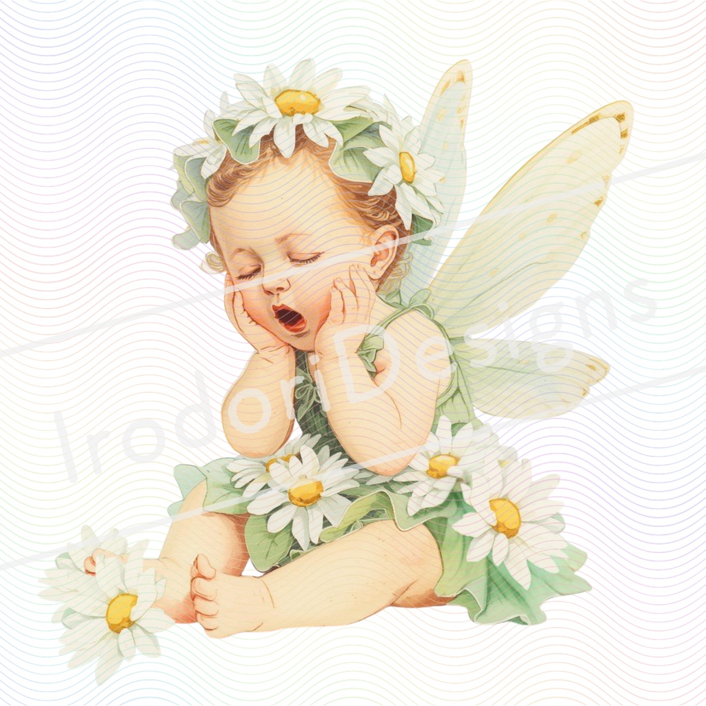 水彩風 花やハーブの妖精シリーズ イラストセット(全8種)|アンティーク調・可愛い子供と赤ちゃん妖精のクリップアート(PNG)
