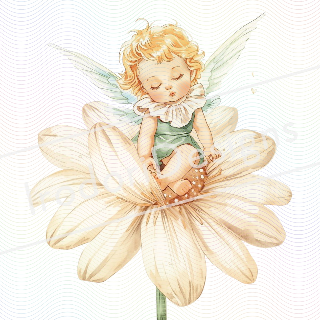 水彩風 花やハーブの妖精シリーズ イラストセット(全8種)|アンティーク調・可愛い子供と赤ちゃん妖精のクリップアート(PNG)