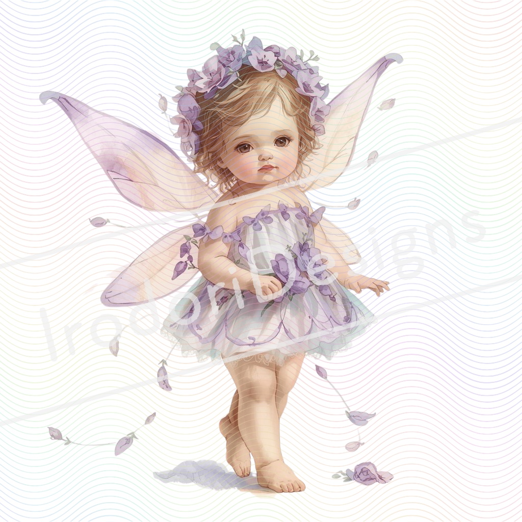 水彩風 花やハーブの妖精シリーズ イラストセット(全8種)|アンティーク調・可愛い子供と赤ちゃん妖精のクリップアート(PNG)