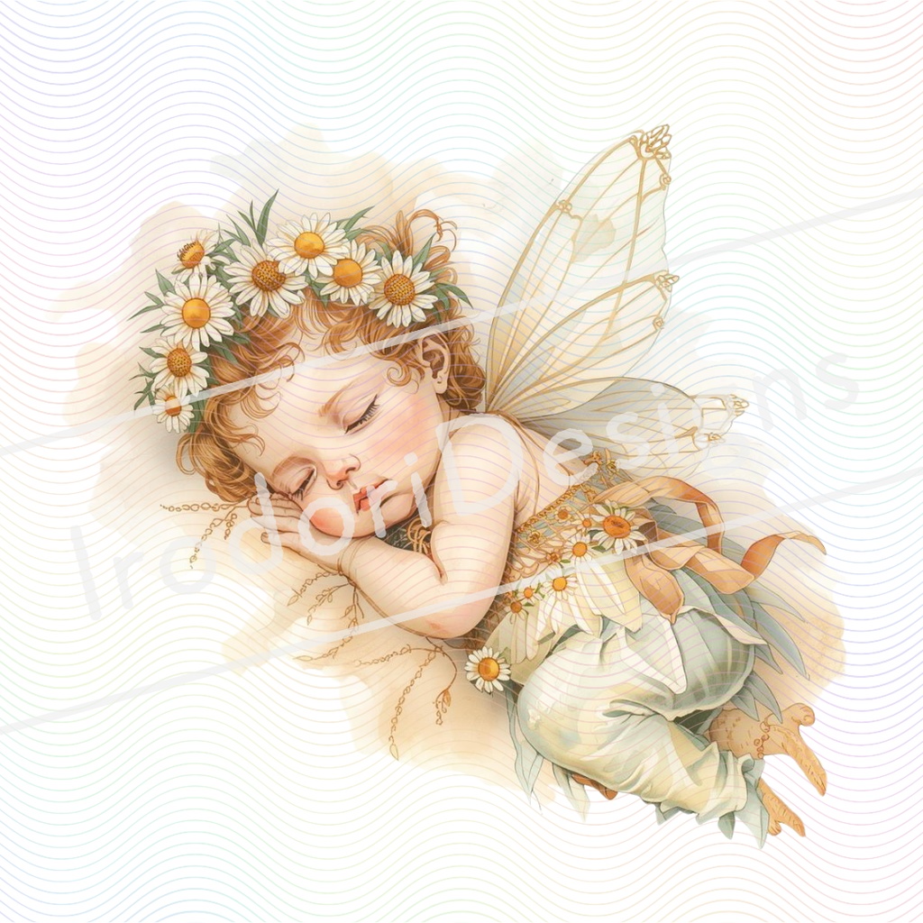 水彩風 花やハーブの妖精シリーズ イラストセット(全8種)|アンティーク調・可愛い子供と赤ちゃん妖精のクリップアート(PNG)