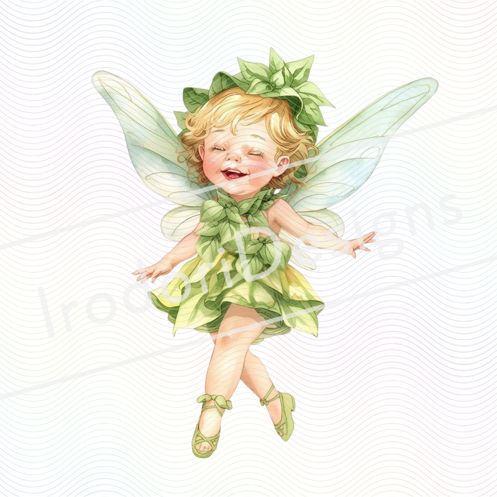 水彩風 花やハーブの妖精シリーズ イラストセット(全8種)|アンティーク調・可愛い子供と赤ちゃん妖精のクリップアート(PNG)