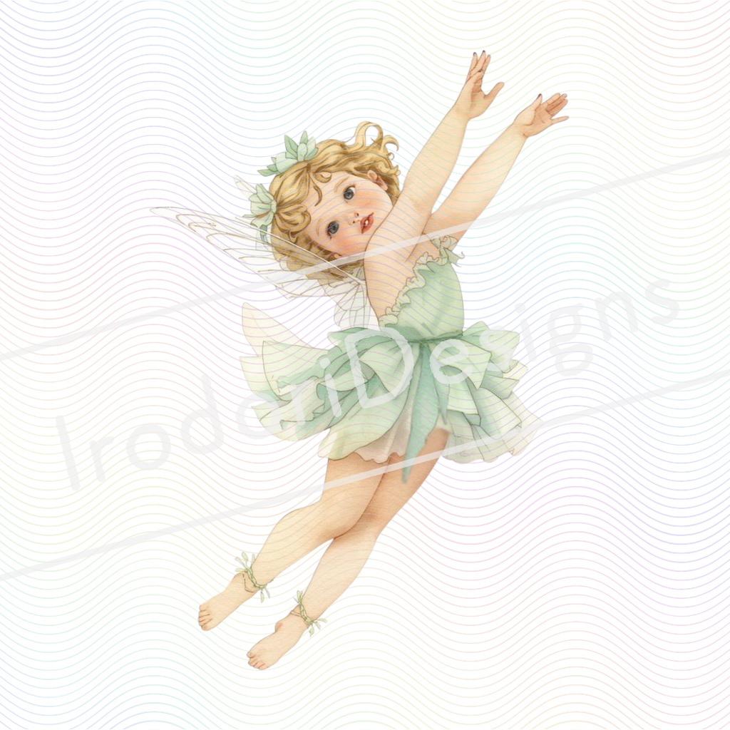 水彩風 花やハーブの妖精シリーズ イラストセット(全8種)|アンティーク調・可愛い子供と赤ちゃん妖精のクリップアート(PNG)