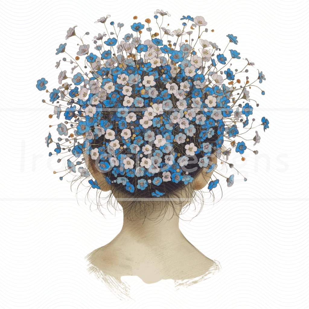 「花の帽子の女の子・サイケデリック版」クリップアートシリーズ(全18種)