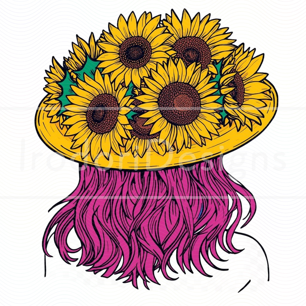 「花の帽子の女の子・サイケデリック版」クリップアートシリーズ(全18種)