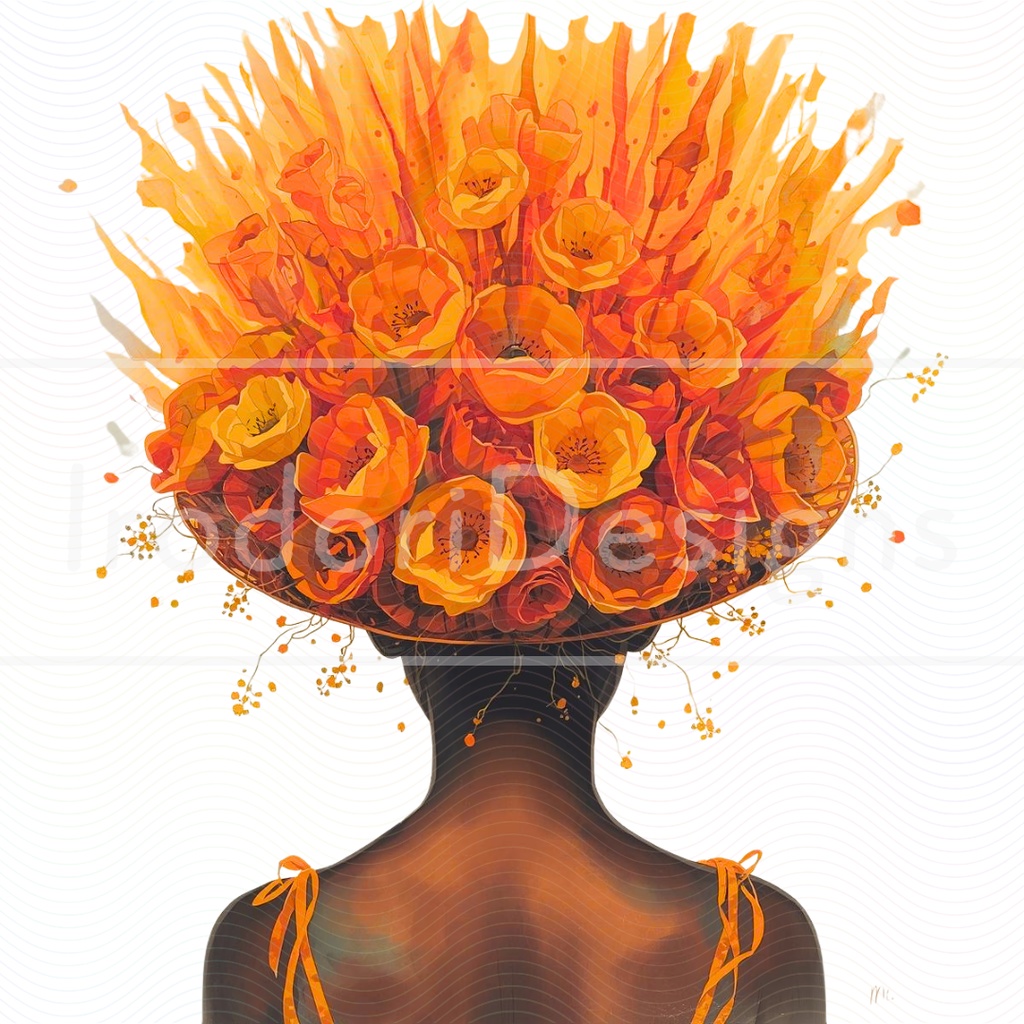 「花の帽子の女の子・サイケデリック版」クリップアートシリーズ(全18種)