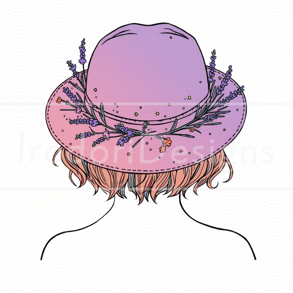 「花の帽子の女の子・サイケデリック版」クリップアートシリーズ(全18種)