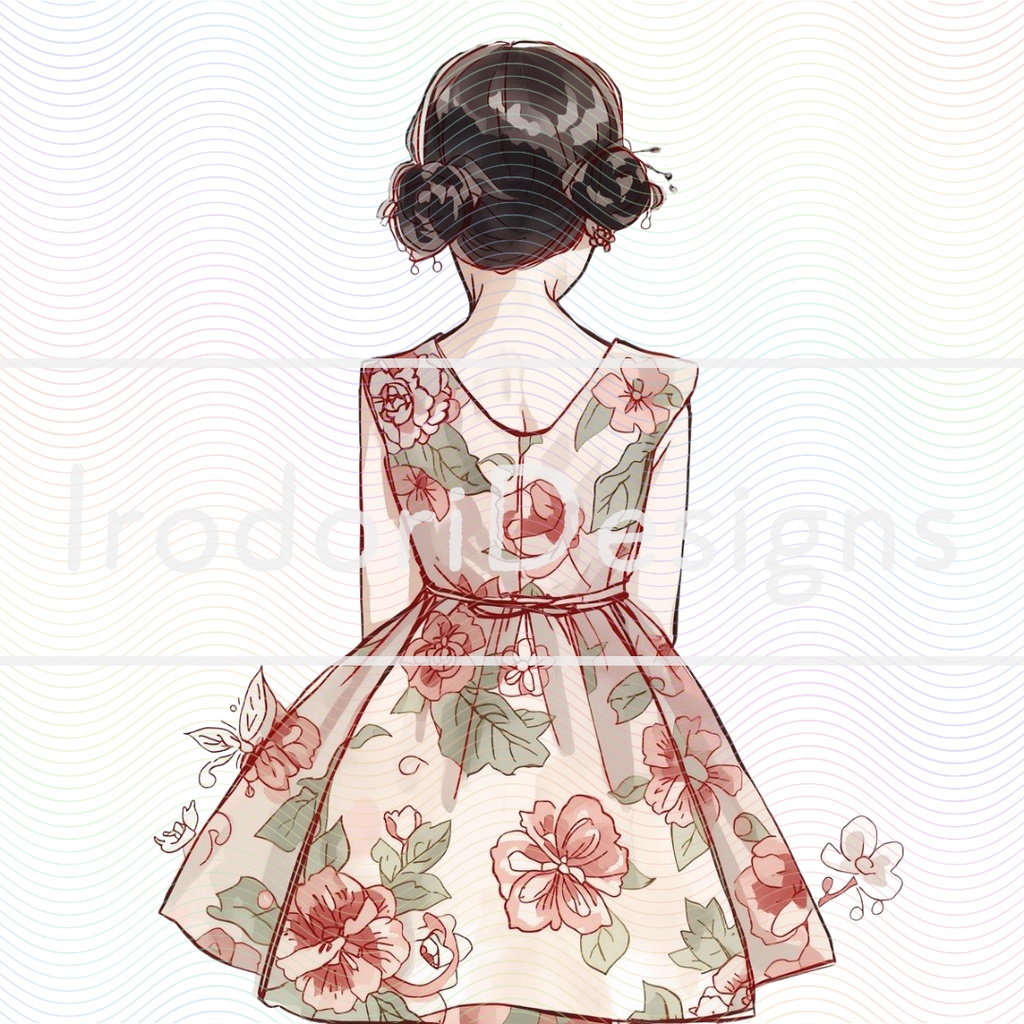 花のドレスの女の子・クリップアートシリーズ(全9種)