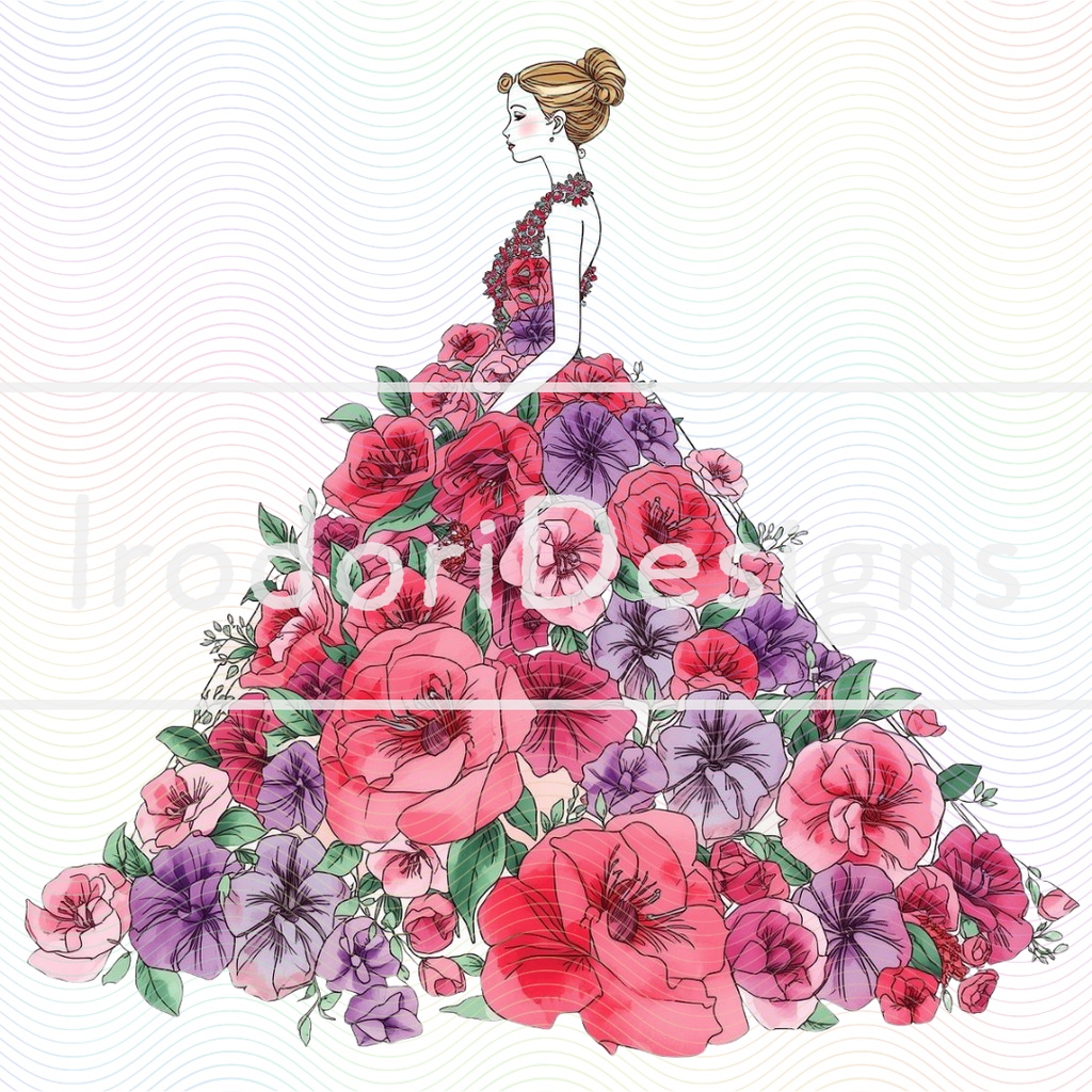 花のドレスの女の子・クリップアートシリーズ(全9種)