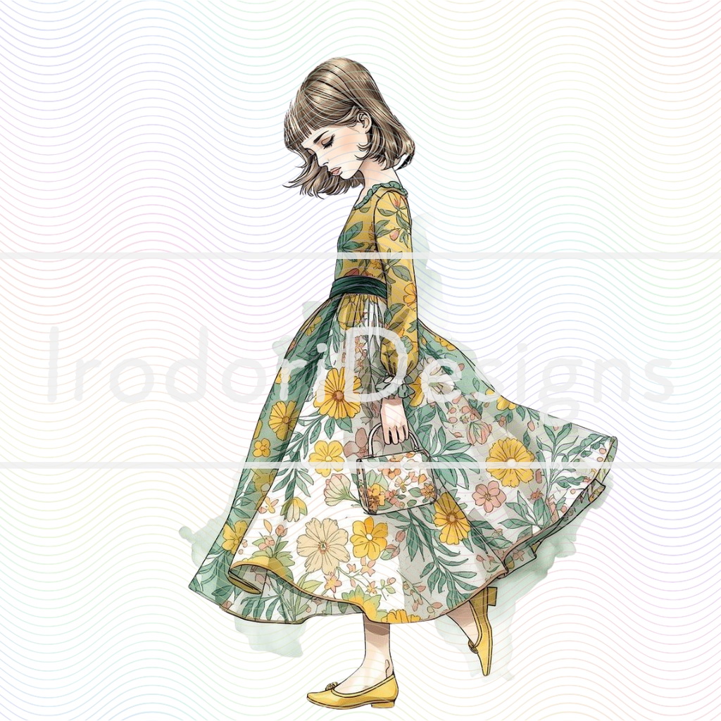 花のドレスの女の子・クリップアートシリーズ(全9種)