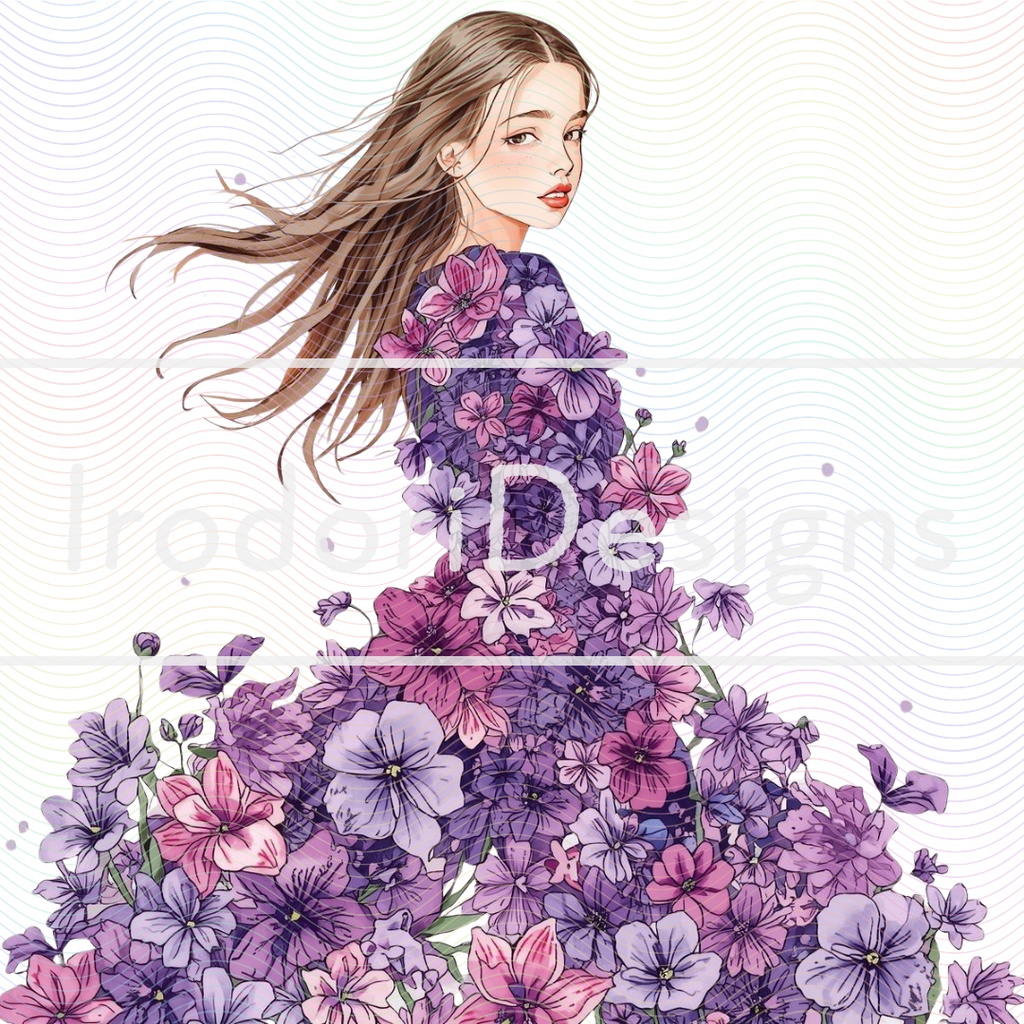 花のドレスの女の子・クリップアートシリーズ(全9種)