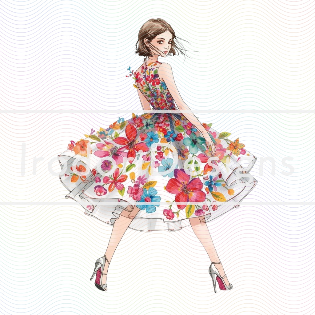 花のドレスの女の子・クリップアートシリーズ(全9種)