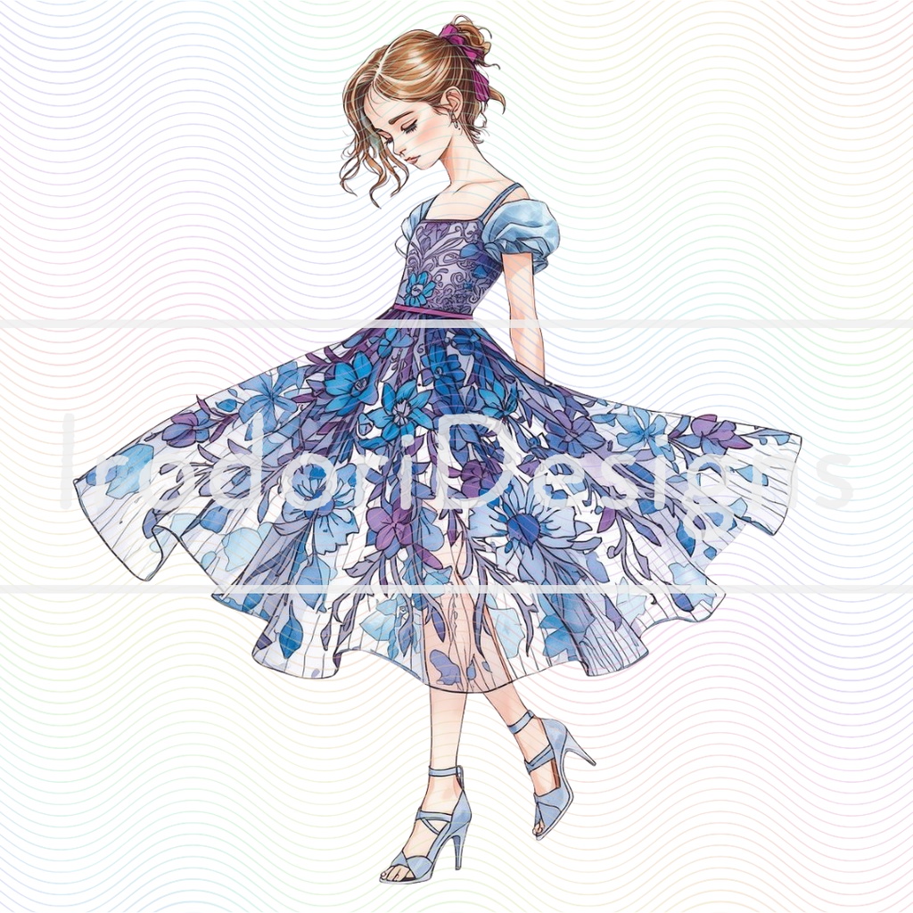 花のドレスの女の子・クリップアートシリーズ(全9種)