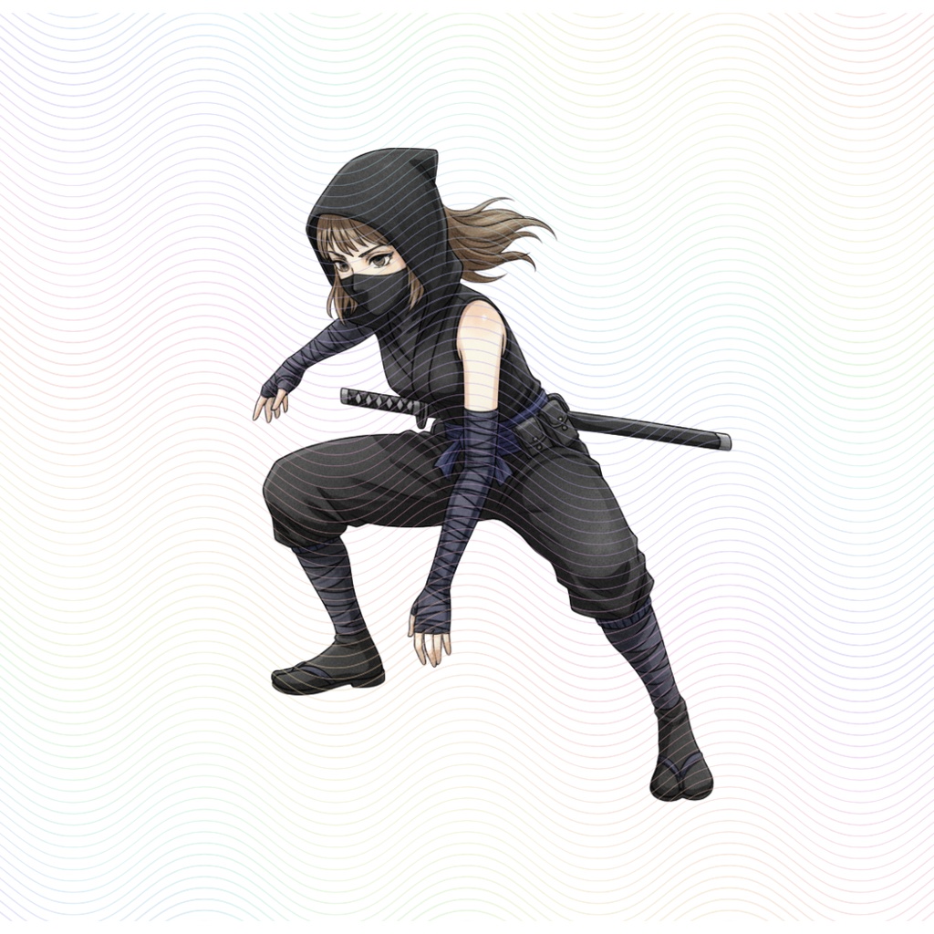 Clipart「忍者の女の子イラスト」(5人×4ポーズ)シリーズ|全20種類