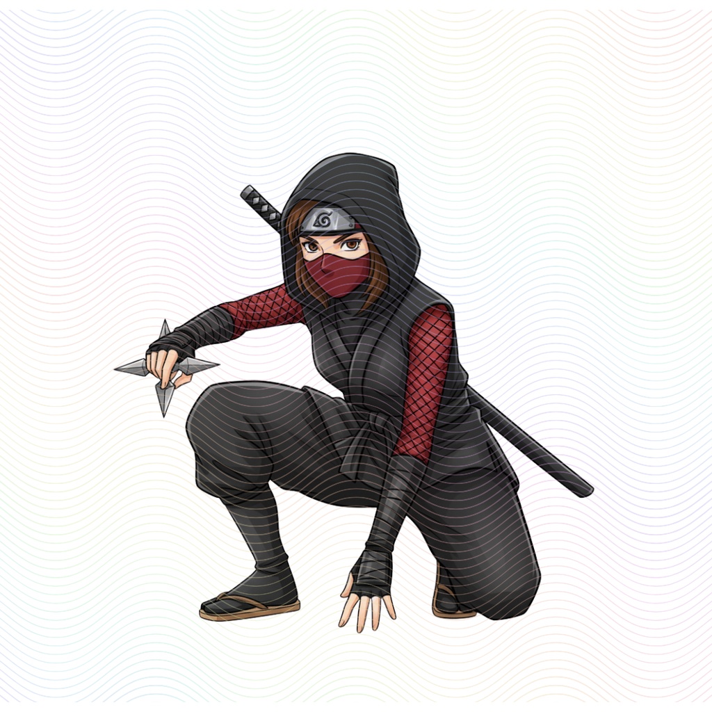 Clipart「忍者の女の子イラスト」(5人×4ポーズ)シリーズ|全20種類