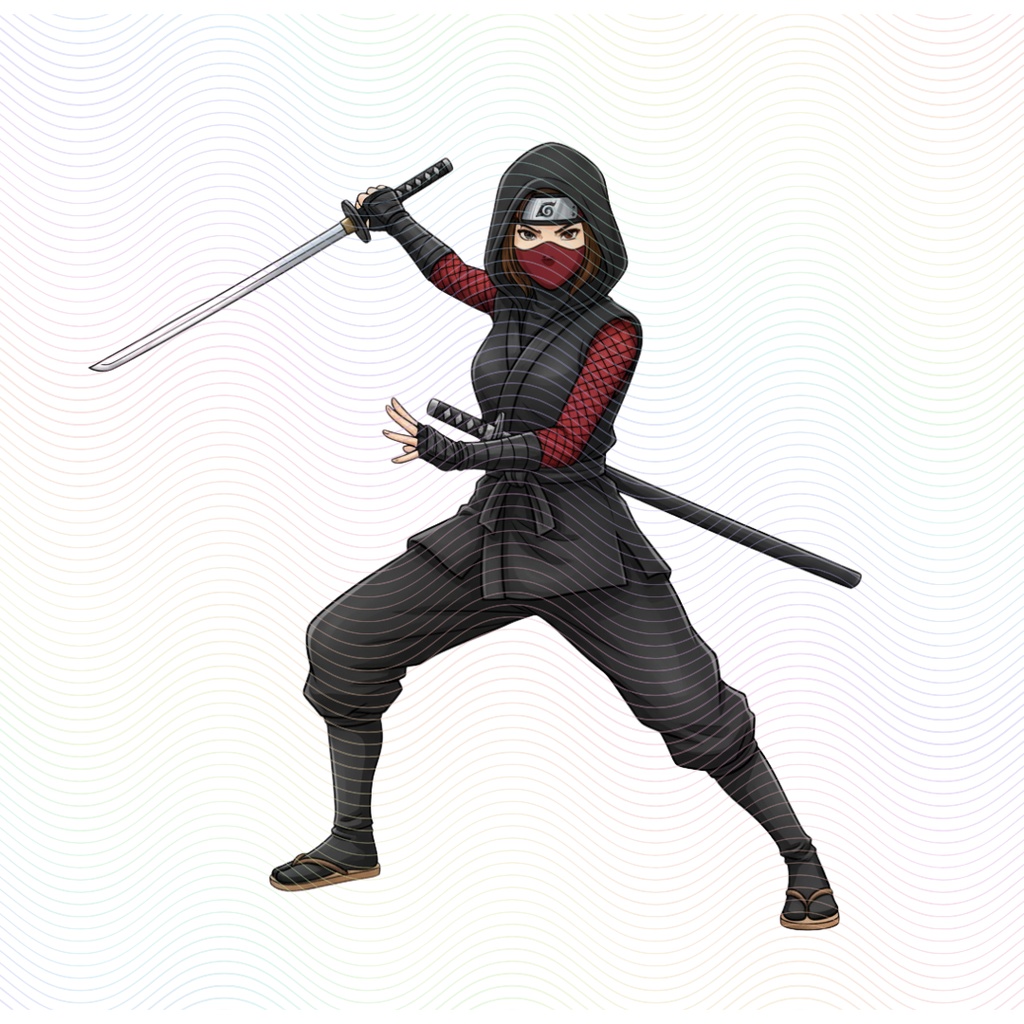 Clipart「忍者の女の子イラスト」(5人×4ポーズ)シリーズ|全20種類