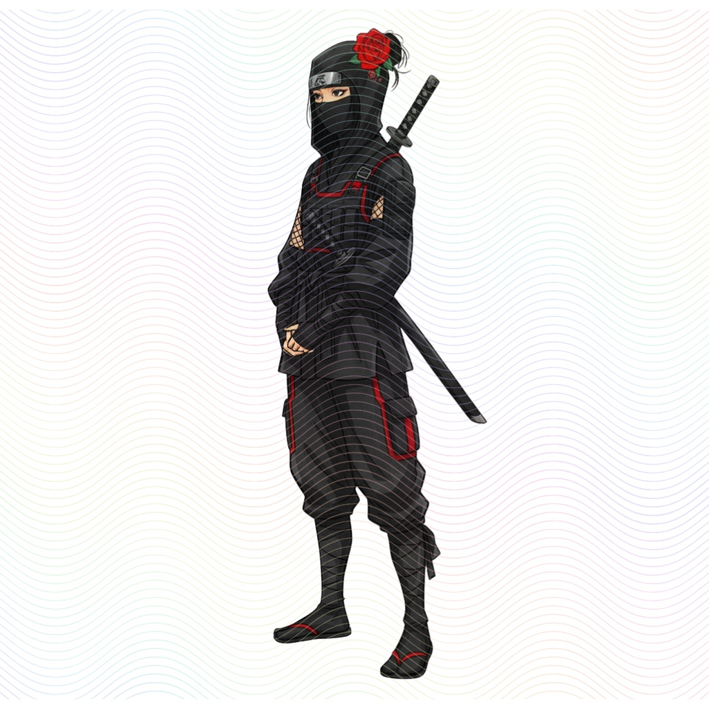 Clipart「忍者の女の子イラスト」(5人×4ポーズ)シリーズ|全20種類