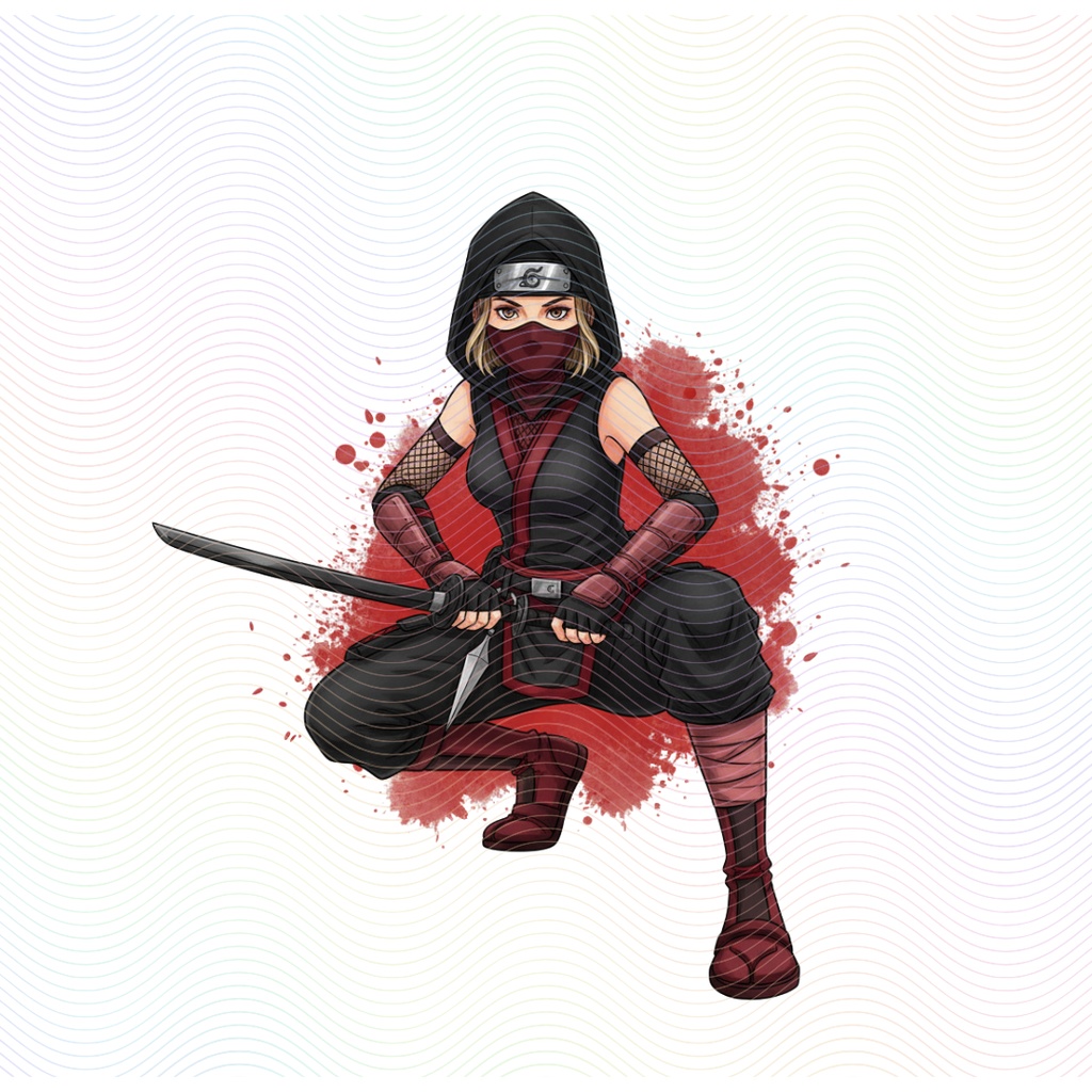 Clipart「忍者の女の子イラスト」(5人×4ポーズ)シリーズ|全20種類