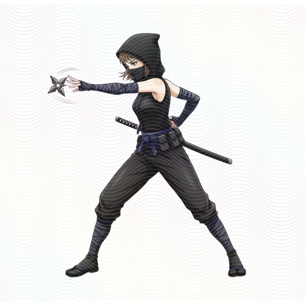 Clipart「忍者の女の子イラスト」(5人×4ポーズ)シリーズ|全20種類