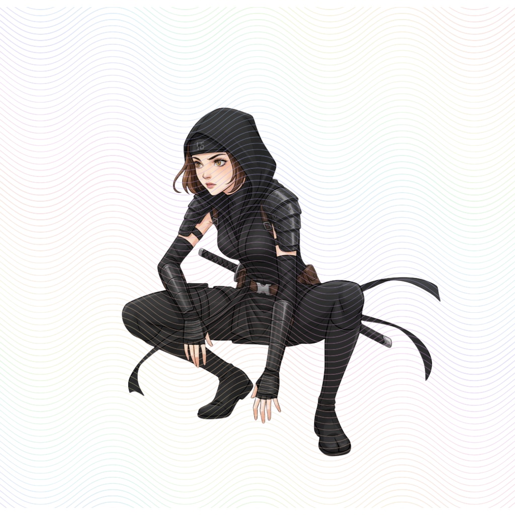 Clipart「忍者の女の子イラスト」(5人×4ポーズ)シリーズ|全20種類