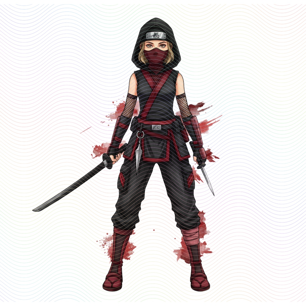 Clipart「忍者の女の子イラスト」(5人×4ポーズ)シリーズ|全20種類