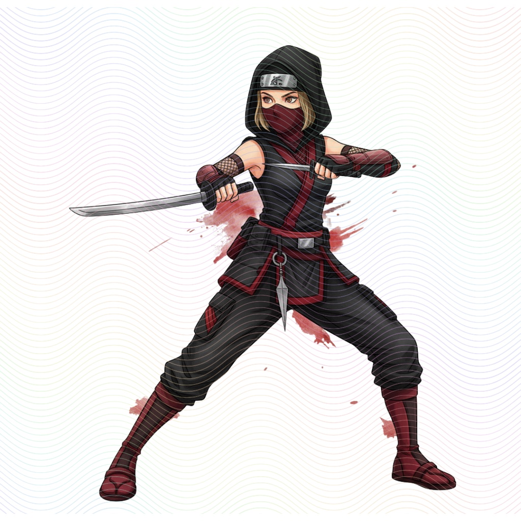 Clipart「忍者の女の子イラスト」(5人×4ポーズ)シリーズ|全20種類