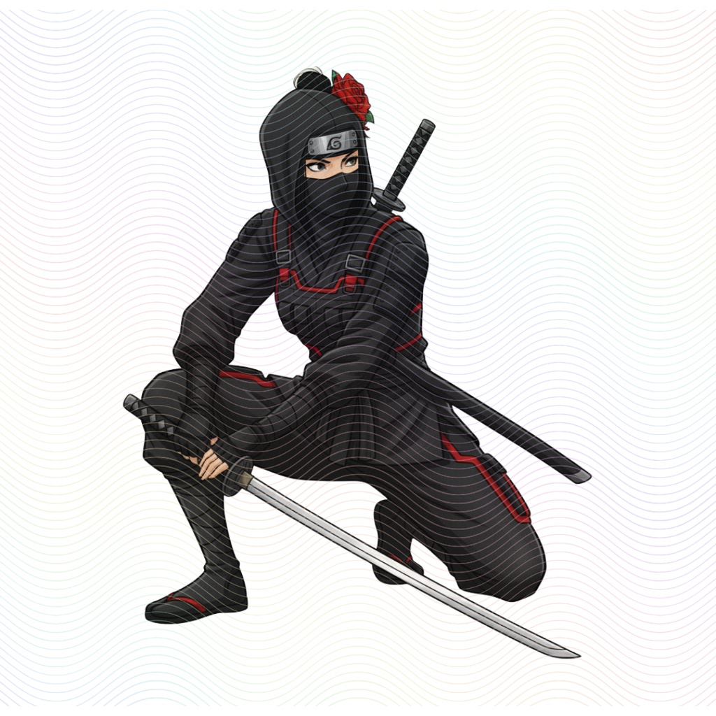 Clipart「忍者の女の子イラスト」(5人×4ポーズ)シリーズ|全20種類