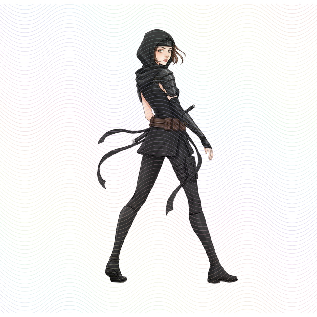 Clipart「忍者の女の子イラスト」(5人×4ポーズ)シリーズ|全20種類