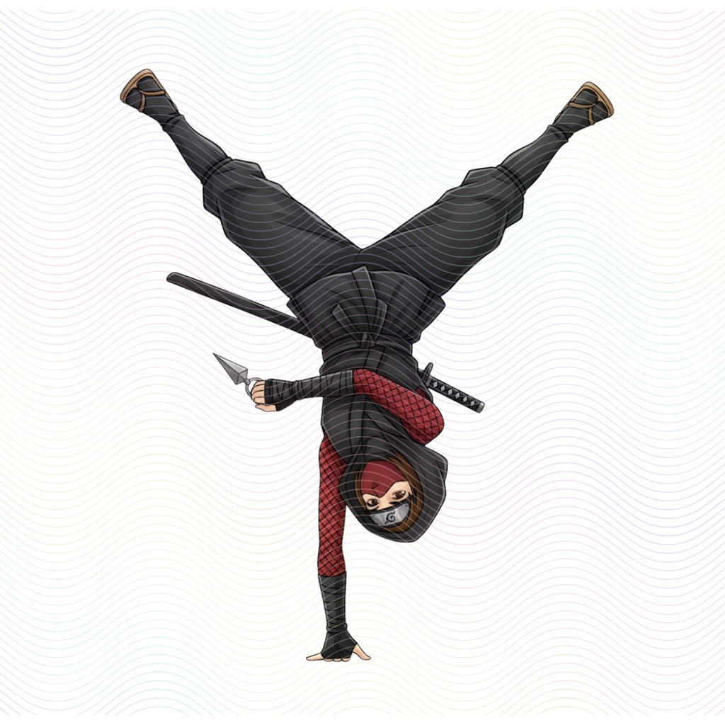 Clipart「忍者の女の子イラスト」(5人×4ポーズ)シリーズ|全20種類