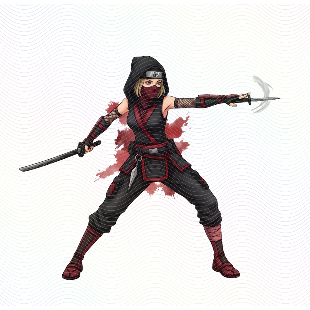 Clipart「忍者の女の子イラスト」(5人×4ポーズ)シリーズ|全20種類