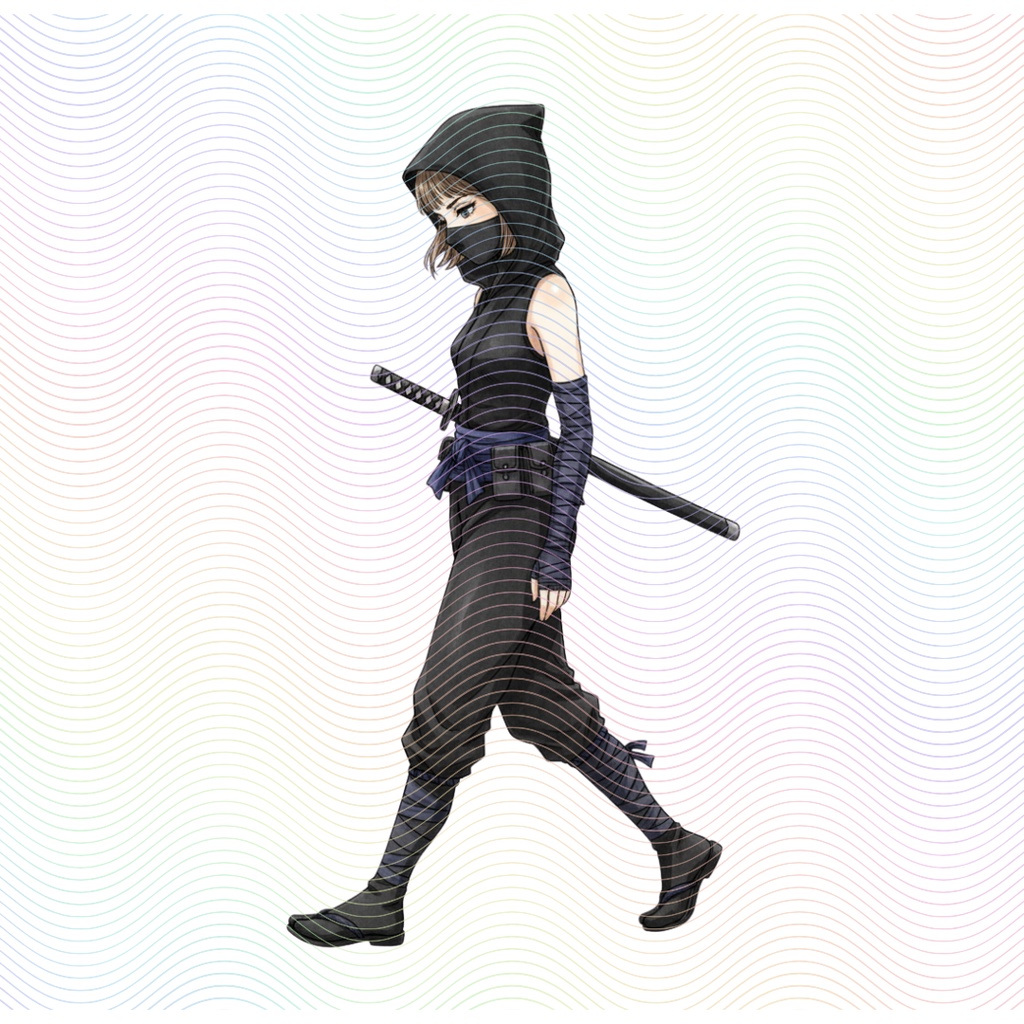 Clipart「忍者の女の子イラスト」(5人×4ポーズ)シリーズ|全20種類